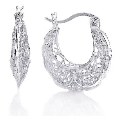 Sterling Silver Graduated Filigree H Earrings