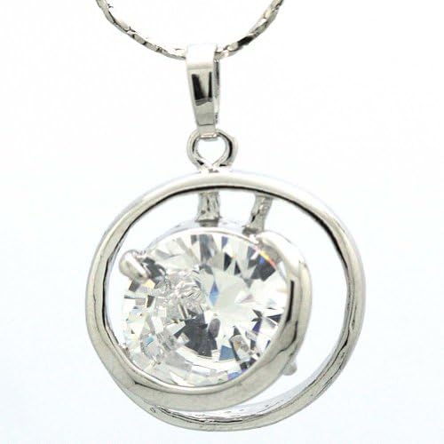 HaoShiGuang 18K White Gold Plated Trinagle Mystical Lucky/Evil Eye Necklace Crystal with Silver Finish