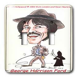 Londons Times Funny Panel Hollywood Cartoons - George Harrison Ford - Light Switch Covers - double toggle switch