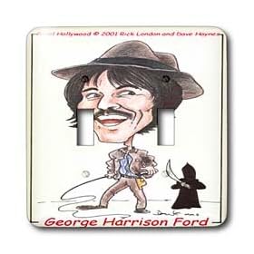 Londons Times Funny Panel Hollywood Cartoons - George Harrison Ford - Light Switch Covers - double toggle switch