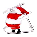 Cheerful Santa Claus On Silver Sledge Brooches And Pins