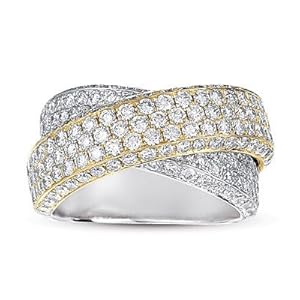 14k Two Tone Diamond Pave Band Ring - JewelryWeb