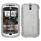 Rhinestones / Bling Snap On Protector Case for T-mobile MyTouch 3G SLIDE - SILVER COLOR