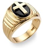 14K Gold Men's Onyx Cross Ring