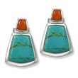 .925 Silver, Turquoise & Sponge Coral Earrings