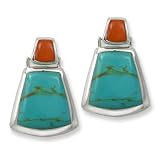 .925 Silver, Turquoise and Sponge Coral Earrings