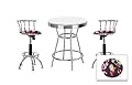 Chrome Bar Table & 2 Chrome Adjustable 24"-29" Nascar Coca Cola Fabric Seat Barstools
