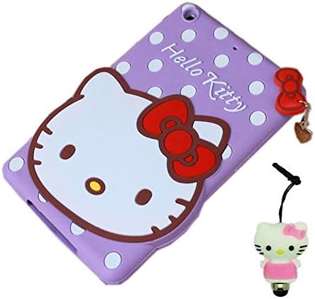 iPad Mini 2 Case,iPad Mini 2 Kitty Silicone Case,Tribe-Tiger 3D Cute Cartoon Hello Kitty Soft Silicon Gel Rubber Case Cover Skin for iPad Mini 2(Purple Hello Kitty)