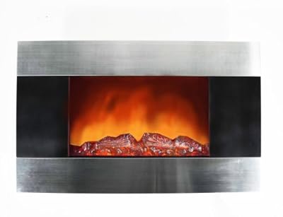 NEW Adjustable Wall Mounted Fireplace Heater Tower w Flame and Logs Effect