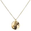 14K Gold Over Silver Matte Disc and Stone Pendant