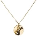 14K Gold Over Silver Matte Disc and Stone Pendant