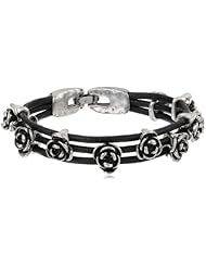 Lucky Brand Silver Beaded Woven Bracelet, 7.5"
