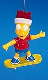 The Simpsons Bart On Skateboard With Santa Hat Christmas Ornament