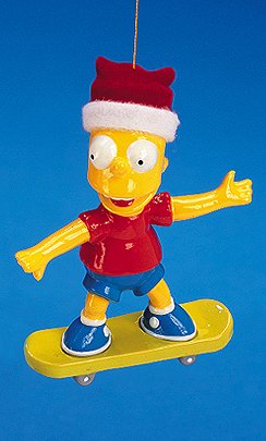 The Simpsons Bart On Skateboard With Santa Hat Christmas Ornament