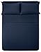 Amazon Basics Deluxe 4 Piece Microfiber Sheet Set, Full, Navy Blue, Striped