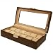 12 Watch Box XL Brown Leather Large Compartments High Clearance Glass Window