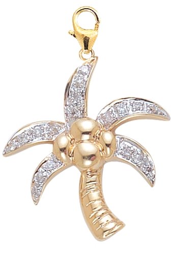 14k Gold Diamond Palm Tree Charm (1/10 cttw)