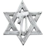 14K White Gold 23.25X20.25 mm Star Of David Chai Lapel Pin