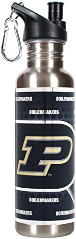 NCAA Purdue Boilermakers Steel Water Bottle with Metallic Graphics, 26 oz., Silver