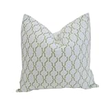 Indoor/Outdoor Decorative Designer Pillow Cover-18 inch-Trellis Links In White & Sage Green