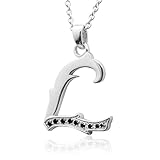 Men's Sterling Silver Alphabet Initial Letter L Black Diamond Pendant Necklace-0.07 carat