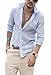 NITAGUT Men's Cotton Linen Blend Shirts Light Blue-US L