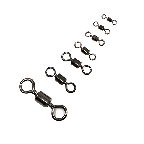 Threemart Rolling Barrel Fishing Swivel Stainless Steel Black Nickel 30Lb to 350 Lb (Size 1|Length:0.75