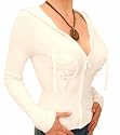 Blue Banana Ivory Zip Up Hooded Stretchy Cardigan