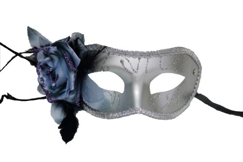 Masquerade Ball Venetian Silver Pattern Mask w/ Light Purple Flower on Side 41WO eNsngL Masquerade Ball Venetian Silver Pattern Mask w/ Light Purple Flower on Side