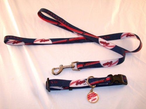Cleveland Indians Pet Accessories Set - Large (6' Leash, Collar, and ID Tag)