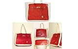 「セレブ注目ブランド!Thursday Friday サーズデイ・フライデイ together bag エルメスバーキン風パロディプリント トートバッグ【RED(レッド)】」の画像