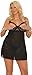 Plus Size Sexy Sheer Black Mesh and Lace Babydoll Lingerie Set