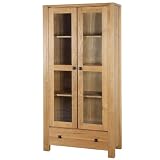 Clermont Display Cabinet - Glass Doors 1 Drawer - Oak