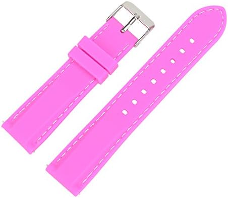 Xuexy 20mm Quick Release Pin Silicone Rubber Watch Band for Samsung Gear S2 Classic (SM-R7320/SM-R735) Moto 360 2nd Gen 42mm 2015 Pebble Time Round,Pink(White Stitching)
