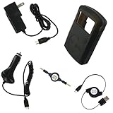 SanDisk Sansa Clip Silicone Skin Case Cover (BLACK) w/ Retractable USB 2in1 Sync Charging Cable, Car Charger, Wall / Travel Charger, and a Retractable Auxiliary 3.5mm to 3.5mm MP3 Jack Cable