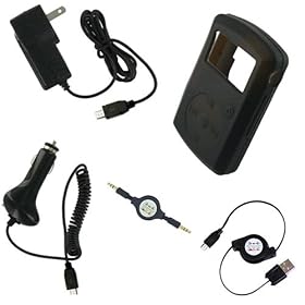 SanDisk Sansa Clip Silicone Skin Case Cover (BLACK) w/ Retractable USB 2in1 Sync Charging Cable, Car Charger, Wall / Travel Charger, and a Retractable Auxiliary 3.5mm to 3.5mm MP3 Jack Cable
