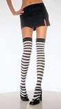 Opaque Striped Thigh High Stockings