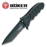 Boker Turbine Tactical Knife with Black G-10 Handle, Black Blade, and ComboEdge
