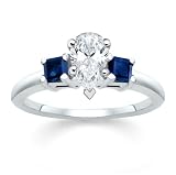 1.50 CT PEAR DIAMOND W PRINCESS BLUE SAPPHIRE RING 18K