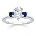 1.00 CT PEAR DIAMOND W PRINCESS BLUE SAPPHIRE RING 18K