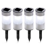 Super Bright Short Stainless Steel Tube Solar Powerd Garden Light - (Set of 4)