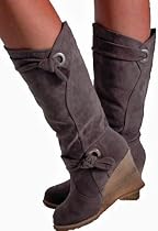 EyeCatchShoes - Women's Platform Wedge Faux Suede Boot