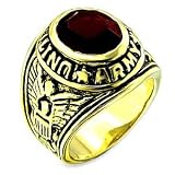 Men's Military Ruby Cubic Zirconia Gold Tone Ring, Size: 8-13