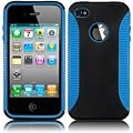 Apple iPhone 4 4TH Generation Black-Blue Hybrid Case Cover Sporty Protector From Keep Talking Shop iPhone 4 Accessories - Hard Outer Black Shell Case with Gel Inner For all Round Protection