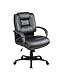 Office Star Work Smart Mid Back Executive Leather Chair with Padded Loop Arms - Black