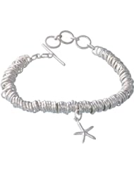 Sterling Disc Bracelet with Charm - Sterling Silver