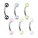 Stainless Steel Eyebrow Curve Ring with Pearlish Coat Acrylic Balls - 16GA 5/16