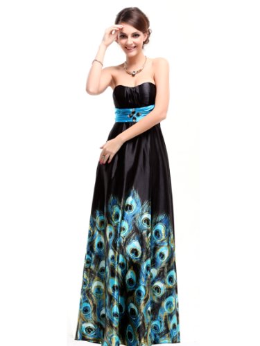 Ever Pretty Animal Printed Strapless Rhinestones Satin Ruffles Prom Dress 09622