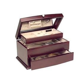 The Megan Jewelry Box (Cherry Finish) (6″H x 11.5″W x 7.5″D)