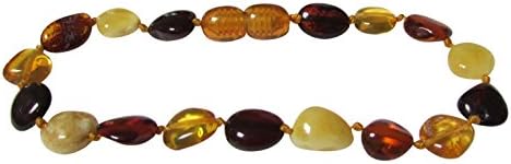 Amber Corner Baltic Amber Adult Knotted Bracelet Unisex ABB143 Polished Multicolour 19cm Flat Beads